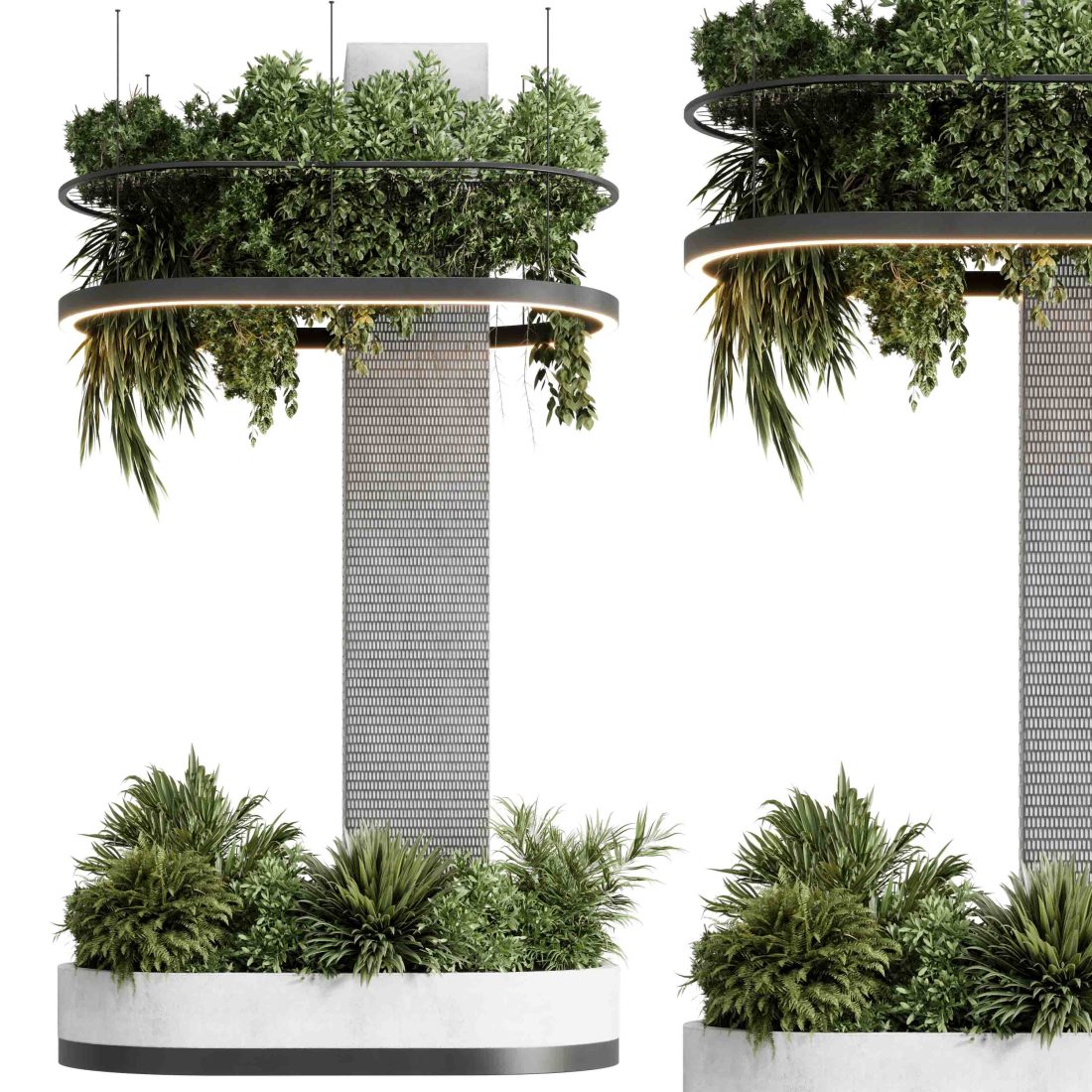 Max Column With Plants Column Plant - Pillar Plant - Hanging Light Pot - 3D Model for VRay ...