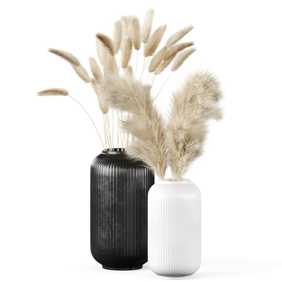 Bouquet Set 07 Pampas With Stilren Vase From Ikea 3D Model for Corona
