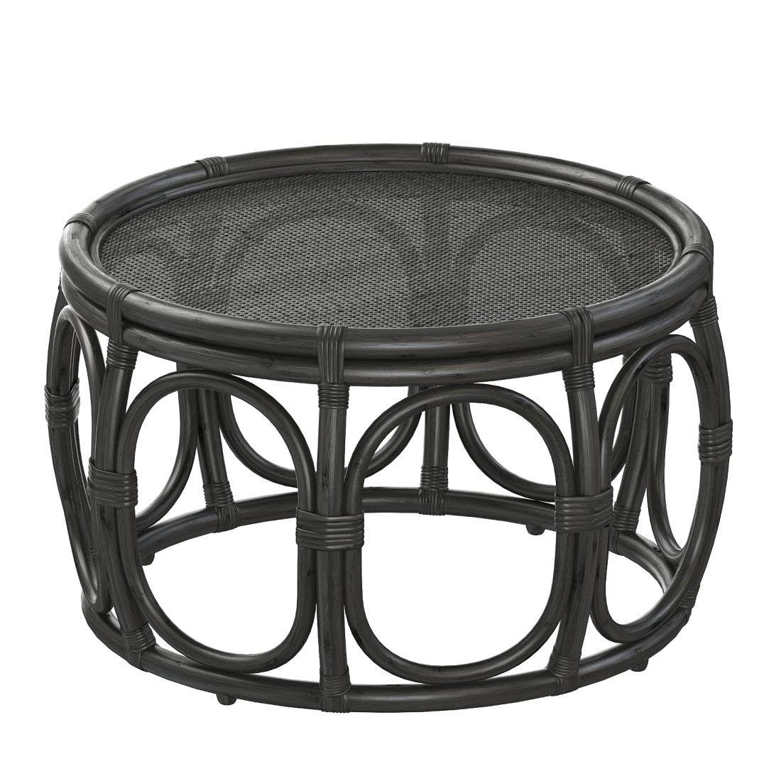 Black Round Wicker Rattan Bamboo Table 3D Model for VRay, Corona | CGMood