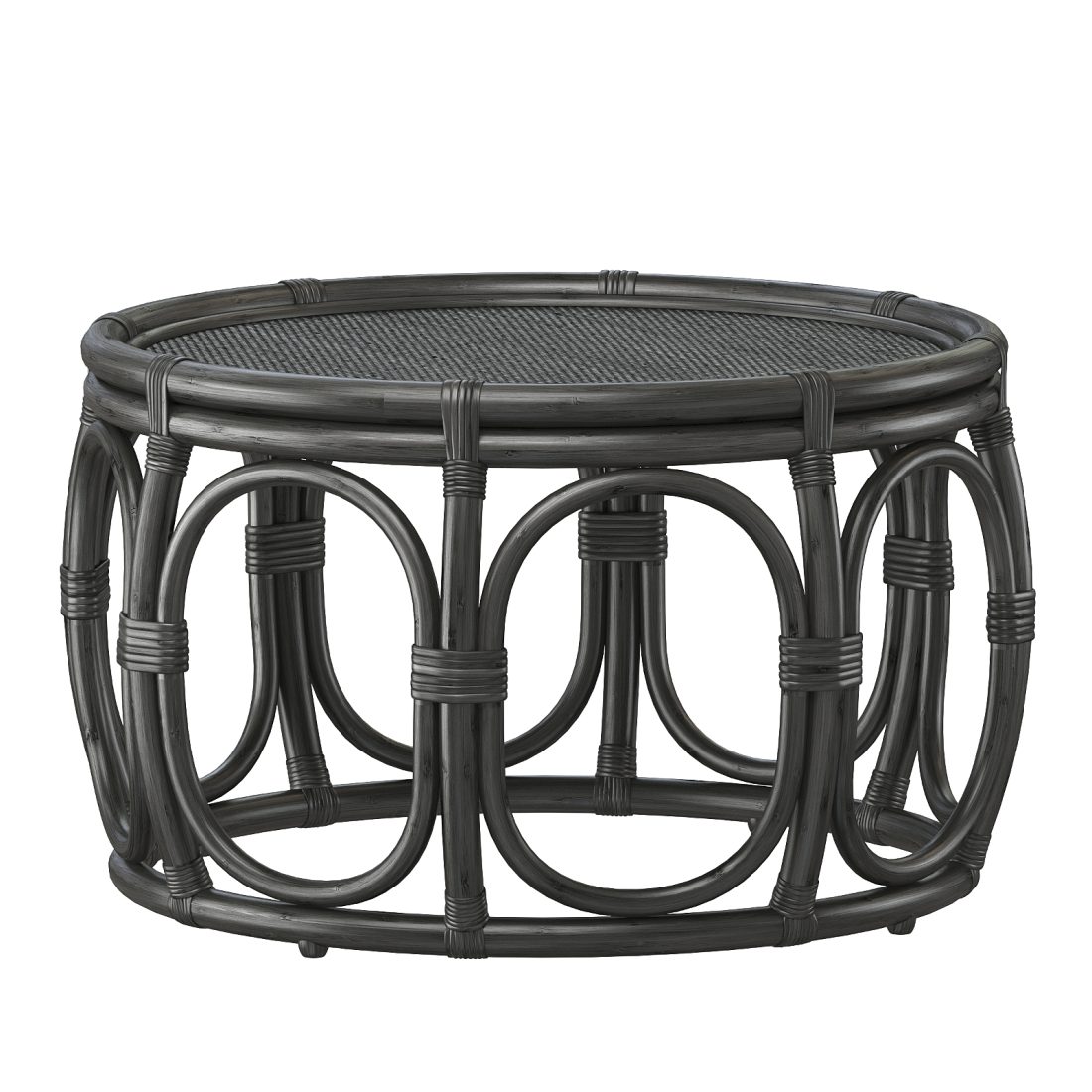 Black Round Wicker Rattan Bamboo Table 3D Model for VRay, Corona | CGMood