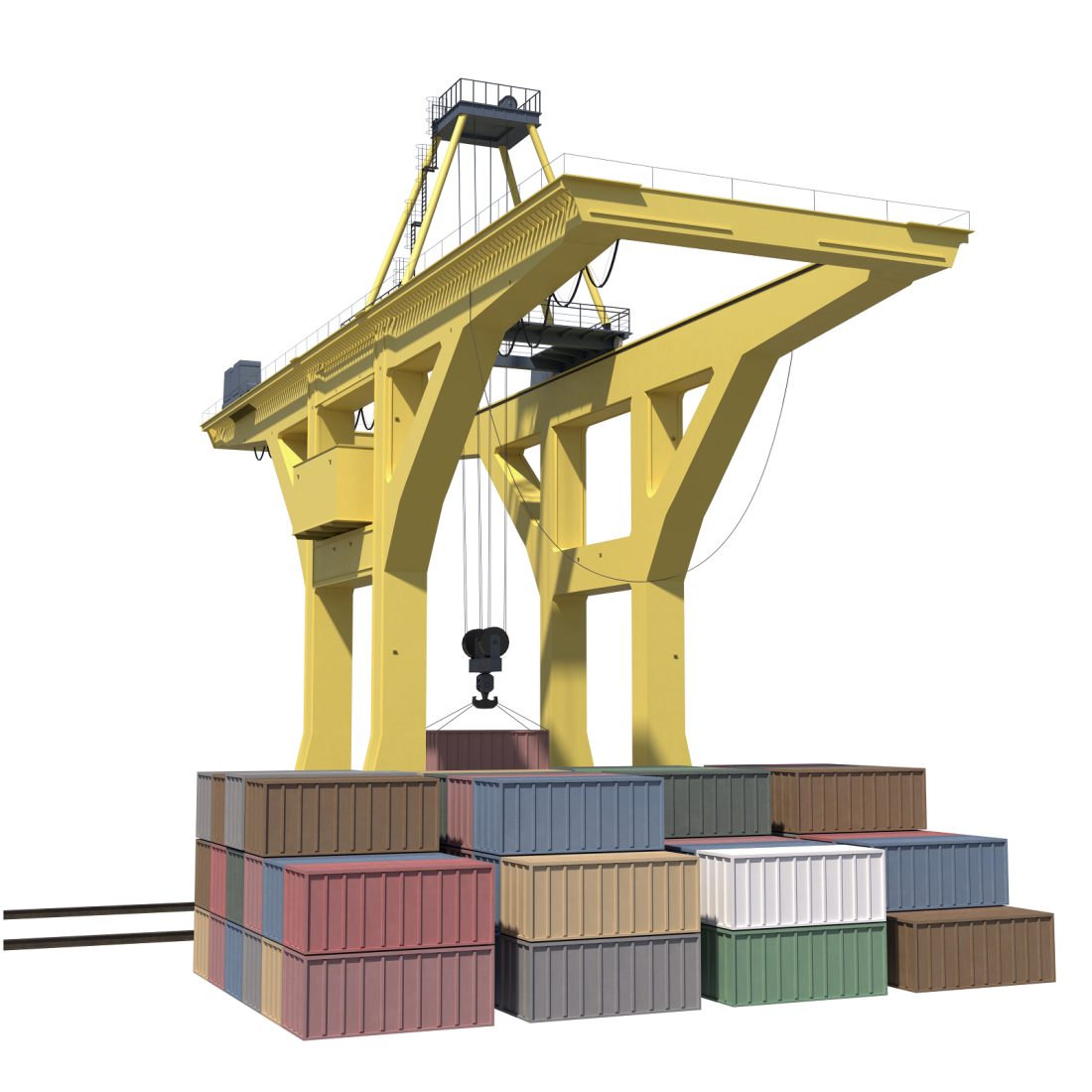 Port Crane And Container Loading Environment 3D Model for VRay, Corona ...
