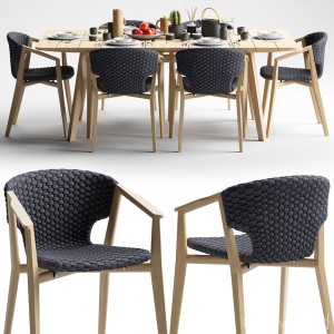 Ethimo Knit dining armchair and rectangular table