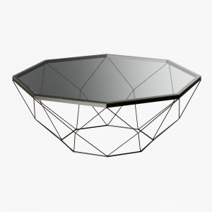 Geometric Antique Brass Coffee Table With Glass To