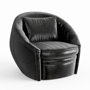 Restoration Hardware Oberon Leather Swivel Chair