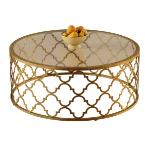 Round Moroccan Cocktail Table Gold