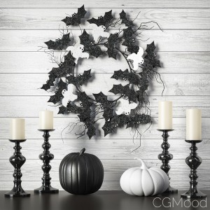 Halloween Wreath Black And White