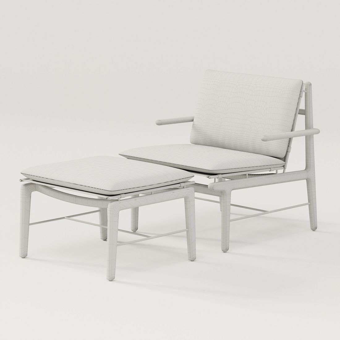 Dwr Outdoor Finn Lounge Chair + Ottoman - 3D Model for Corona
