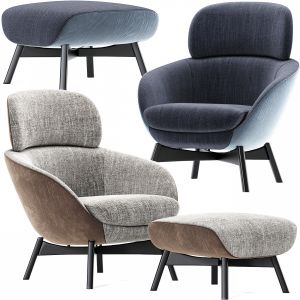 Russell Arm Chair With Pouf