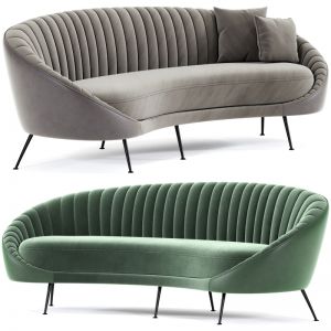 Italian Mid Century Strip Curved Sofa