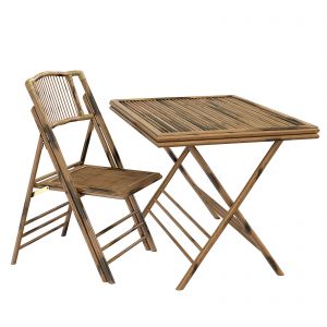 Bamboo Folding Chair And Table Exterior Cafe