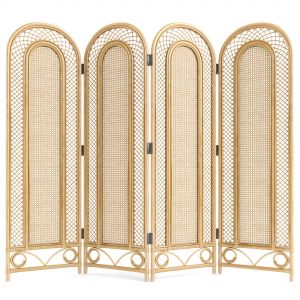 Bamboo Wicker Arched 4 Panel Room Divier Screen