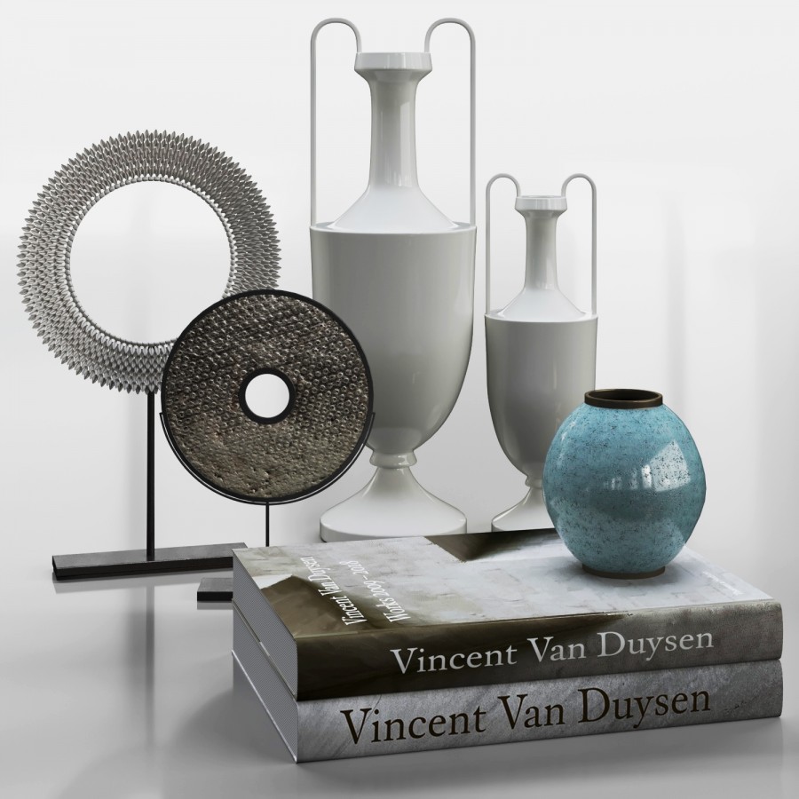 Decorative Set With Book Of Vincent Van Duysen 3D Model for Corona