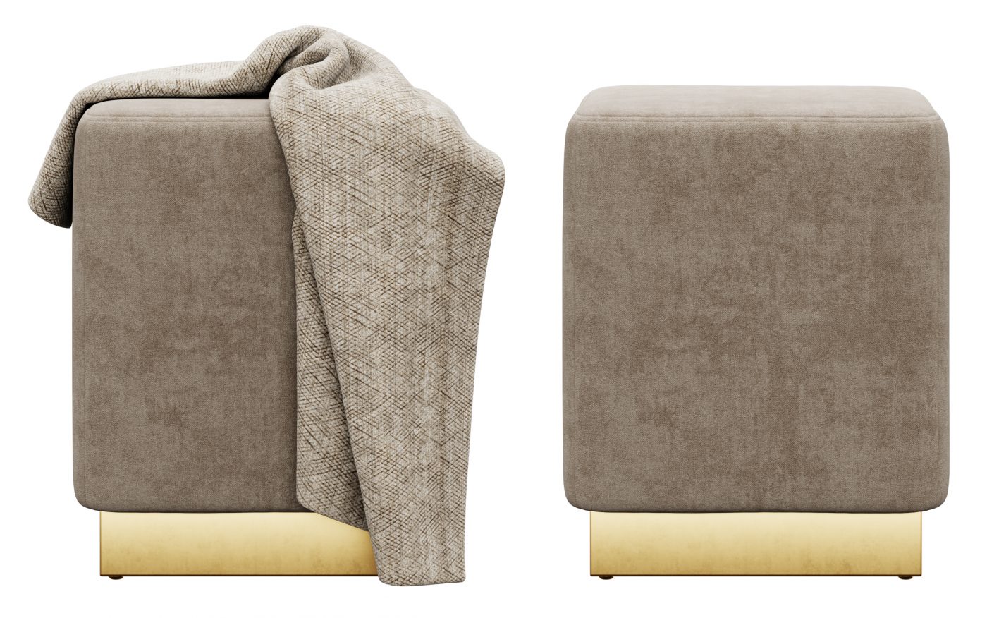 Jax Cream Velvet Ottoman/Stool