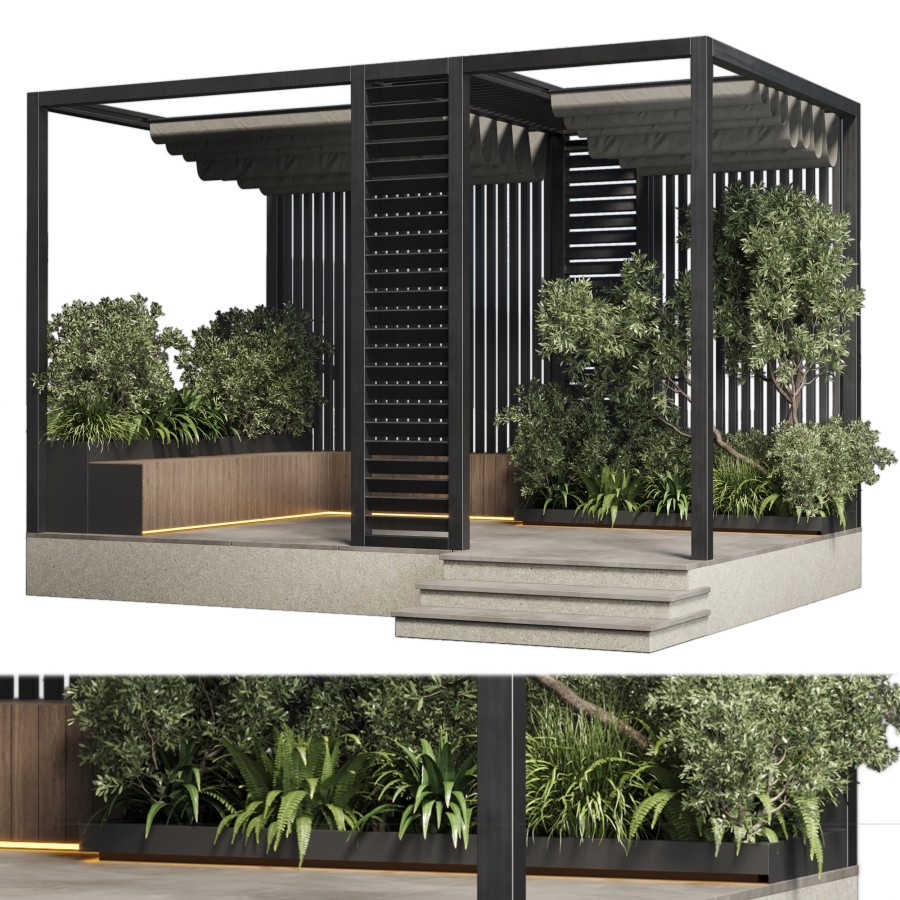 Landscape Furniture With Pergola And Roof Garden 0 3D Model for VRay ...