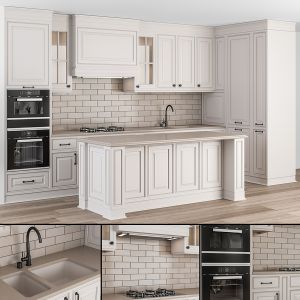 Kitchen Neoclassic - White And Brown Set 53