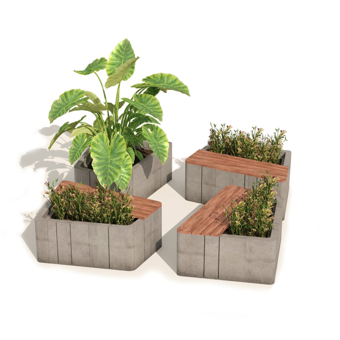 Triangular Modular Planters Modular Planters - 3D Model for VRay, Corona