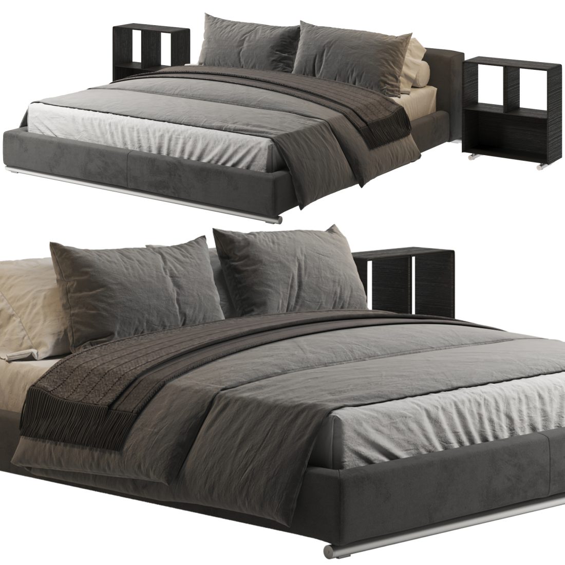 Double Flexform Groundpiece Fabric Bed 3D Model for VRay | CGMood