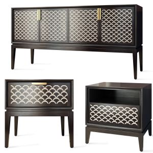 Nightstand Sideboard Fish Scale By Bone Inlay