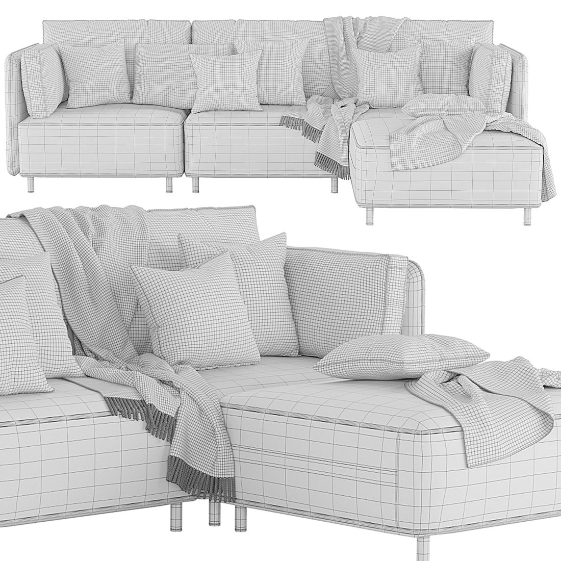 Fana Linen Modular Sectional Sofa By Acanva 3D Model for VRay, Corona ...