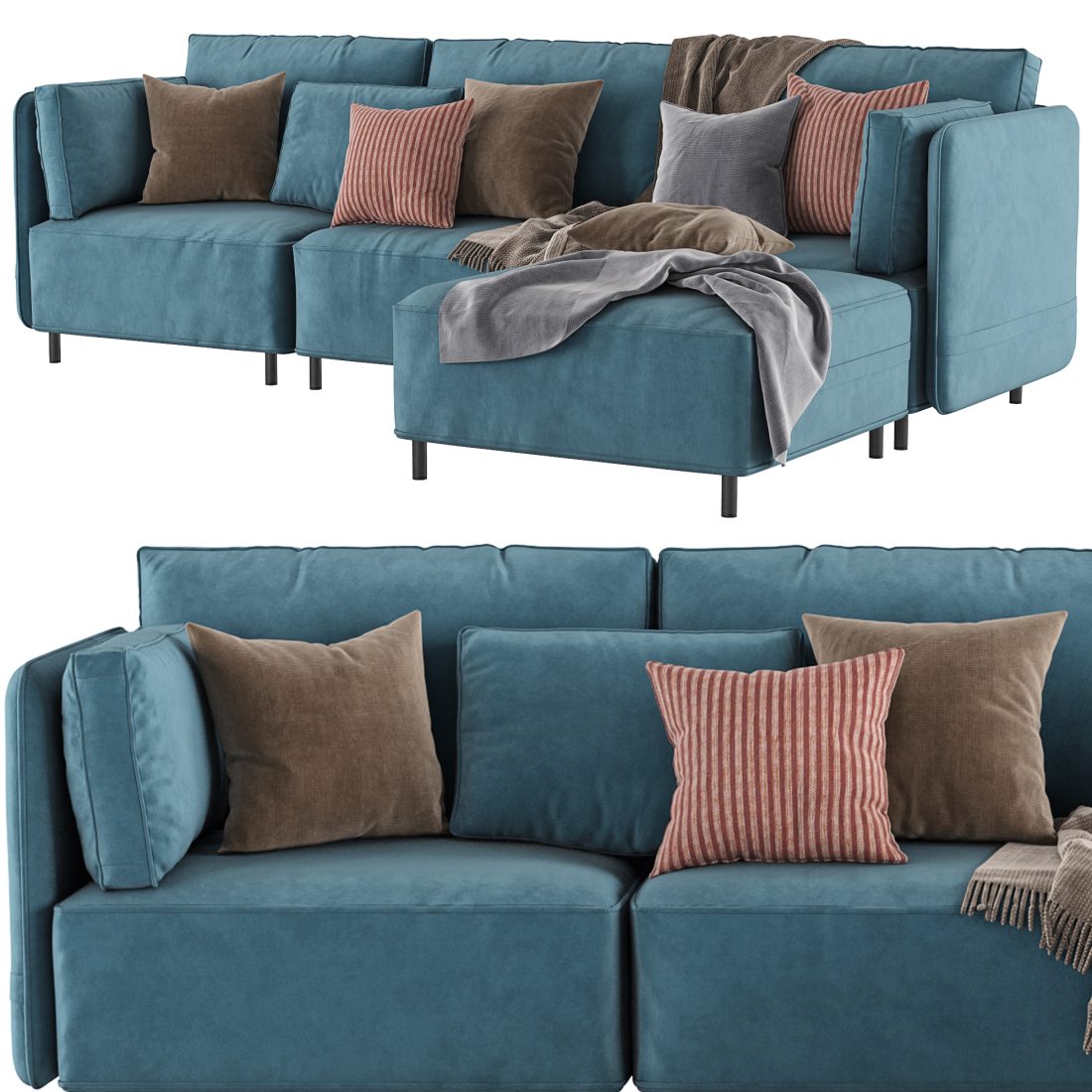 Fana Linen Modular Sectional Sofa By Acanva 3D Model for VRay, Corona ...