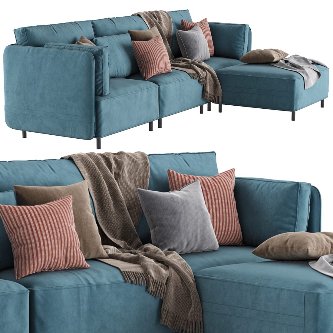 Fana Linen Modular Sectional Sofa By Acanva 3D Model for VRay, Corona ...