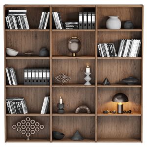 Bookcase And Minimal Wood With Decor 01