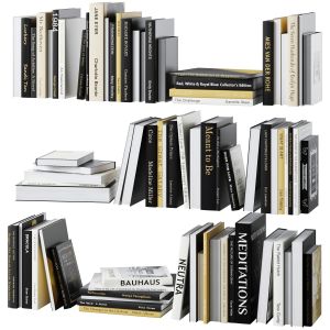 Set Of Books In Black And Gold Colors