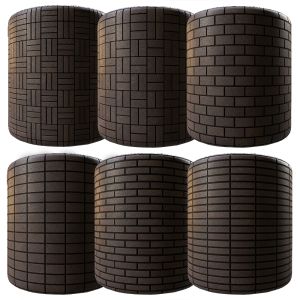 Modern Black Granite Brick 04