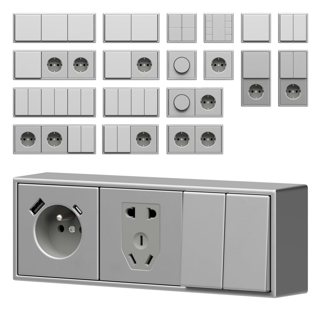 Metal Cased Sockets And Switches 3D Model for VRay, Corona | CGMood