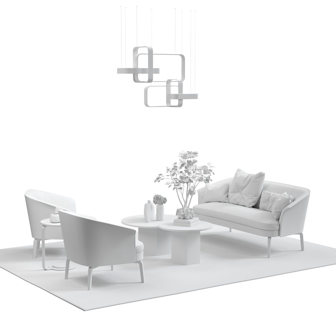 Modern Minimalist Living Room Furniture Set 3D Model for Corona | CGMood