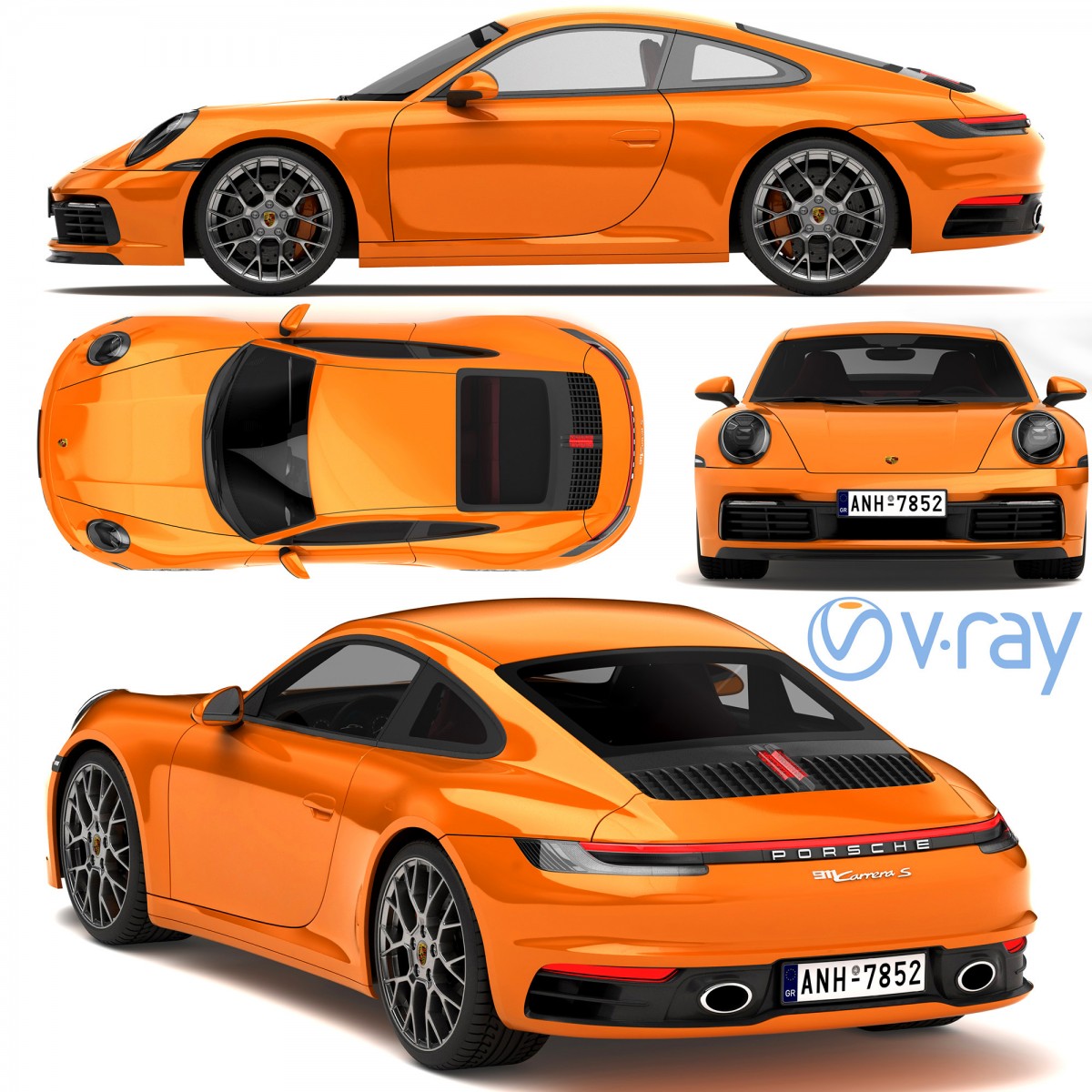 Porsche 911 Carrera S 2019 - 3D Model for VRay, VRay