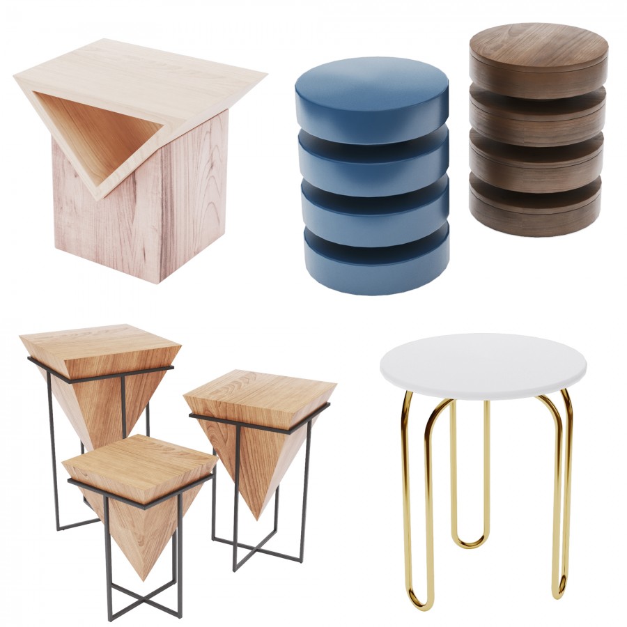 Side Tables . Set 04 (3d-model) - 3D Model for Corona