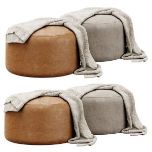 Glenys Leather And Fabric Pouf By Brayden Studio