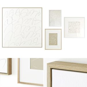 Set Of Abstract Posters With Painting On Canvas