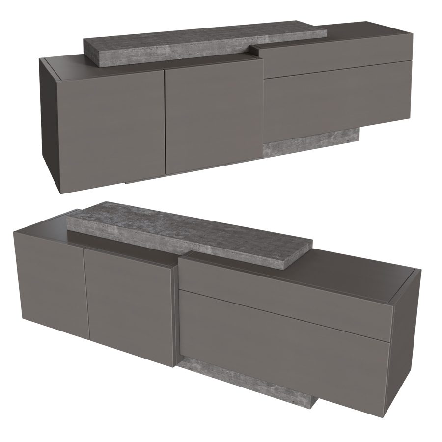 Bahut Cache Cache Roche Bobois Gris – Meuble TV Avec Espace Caché Pour Téléviseur Et Barre De Son