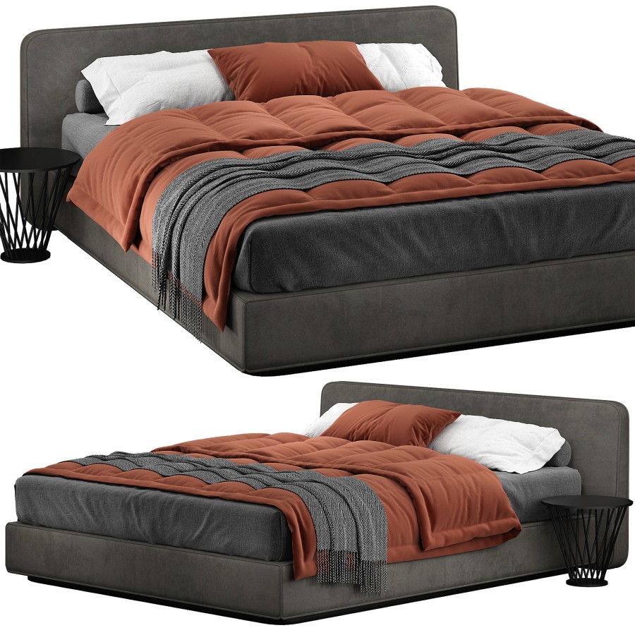 Roger ミノッティ ベッド Roger Double Bed By Minotti