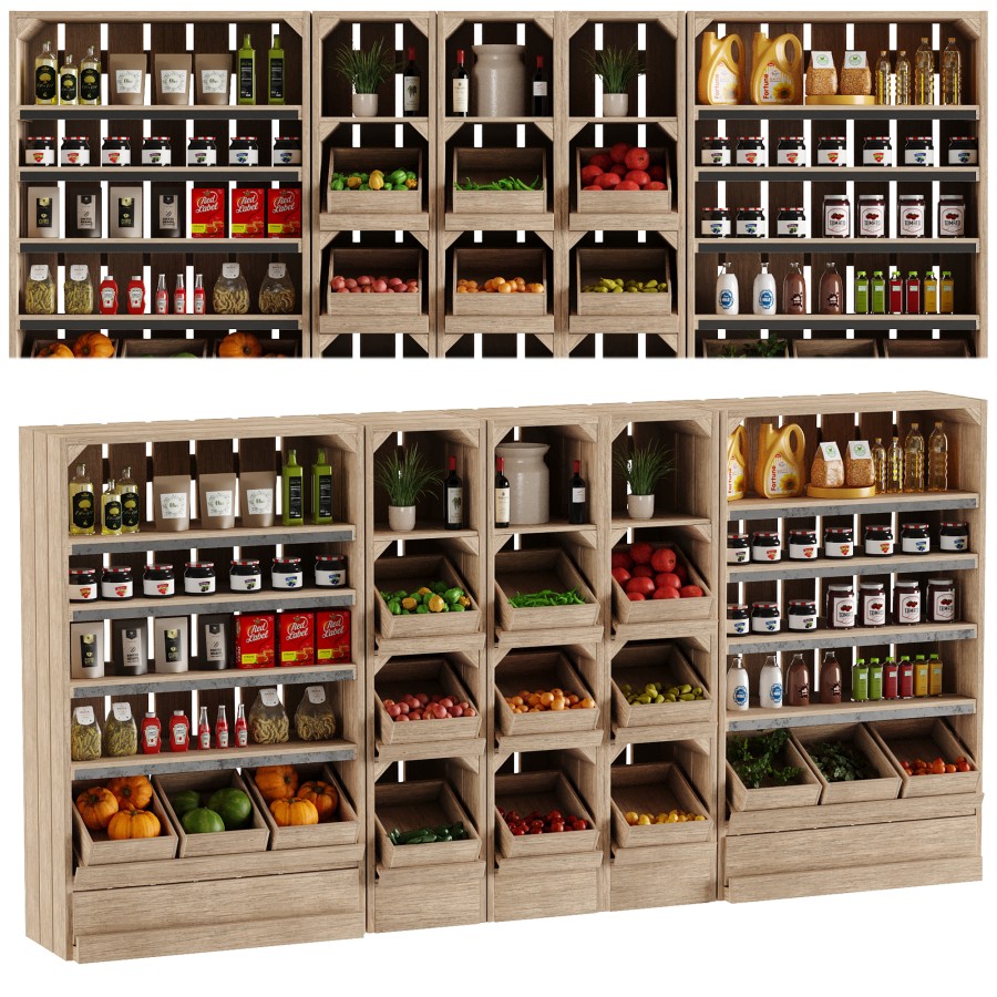 Showcase 2 + Fruits And Store Items 3D Model for VRay, Corona | CGMood
