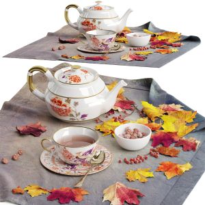 Decorative Set Of Autumn Tea