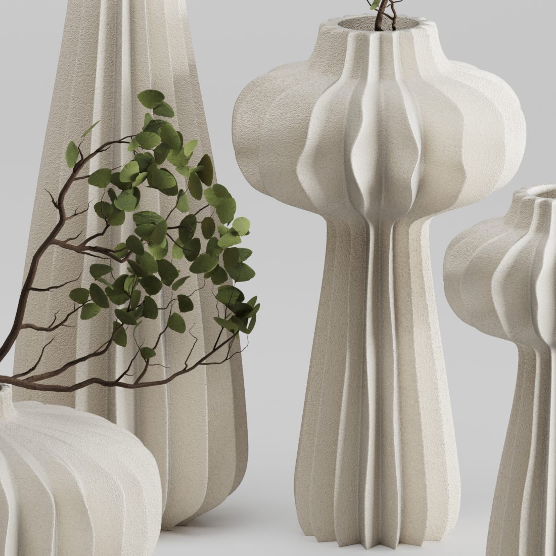 Vase Set 01-lithos Vases 3D Model for Corona, VRay | CGMood