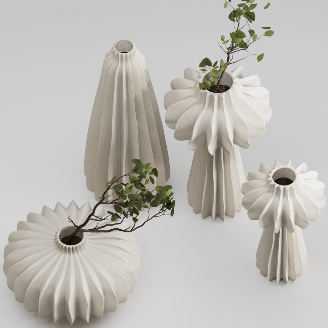 Vase Set 01-lithos Vases 3D Model for Corona, VRay | CGMood
