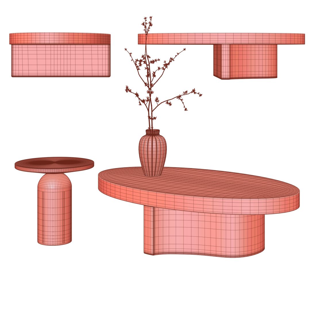 Modern Coffee Table -03 - 3D Model for FStorm, VRay