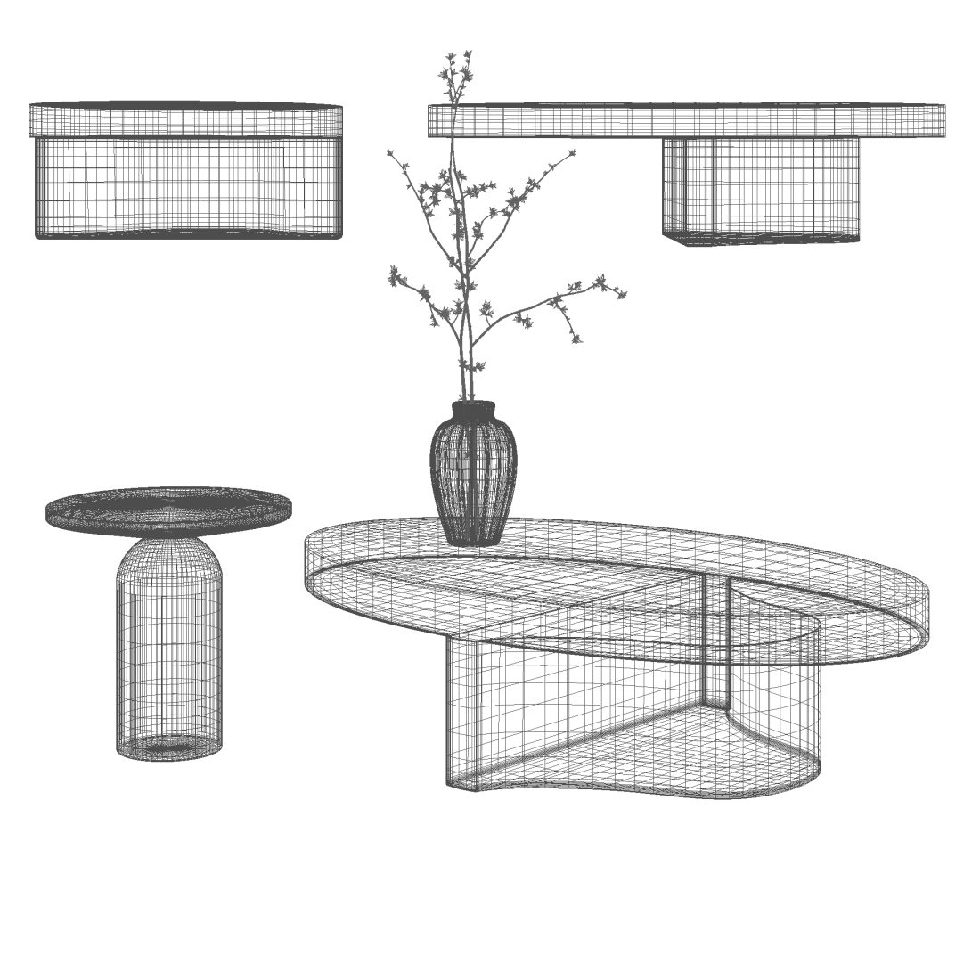 Modern Coffee Table -03 - 3D Model for FStorm, VRay