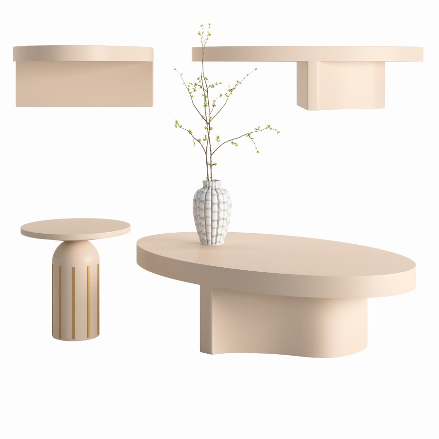 Modern Coffee Table -03 - 3D Model for FStorm, VRay