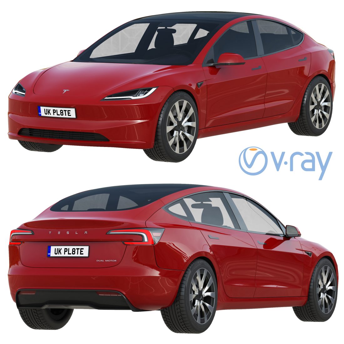Tesla Model 3 2024 - 3D Model for VRay