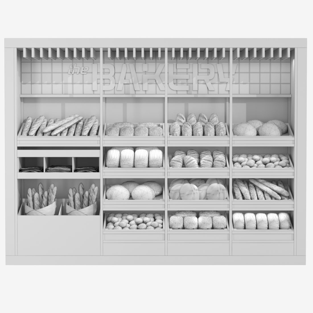 Showcase With Bread And Pastries. Bakery 3D Model for Corona | CGMood