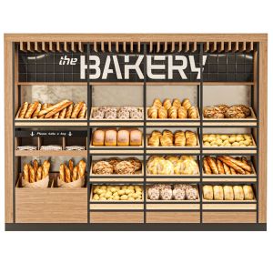 Showcase With Bread And Pastries. Bakery