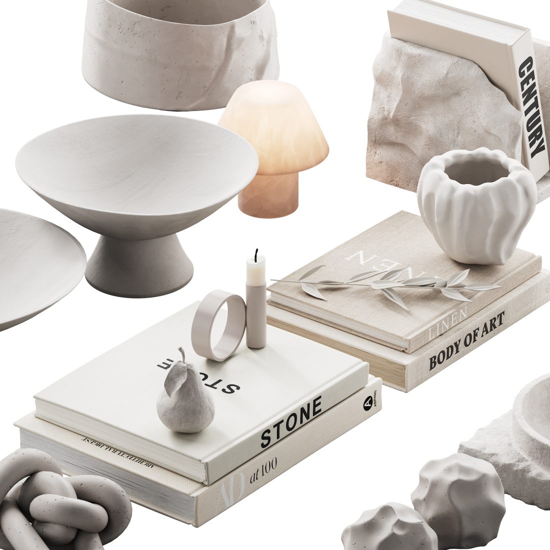 459 Decorative Set 045 Ultimate Beige Stone Kit - 3D Model for VRay, Corona