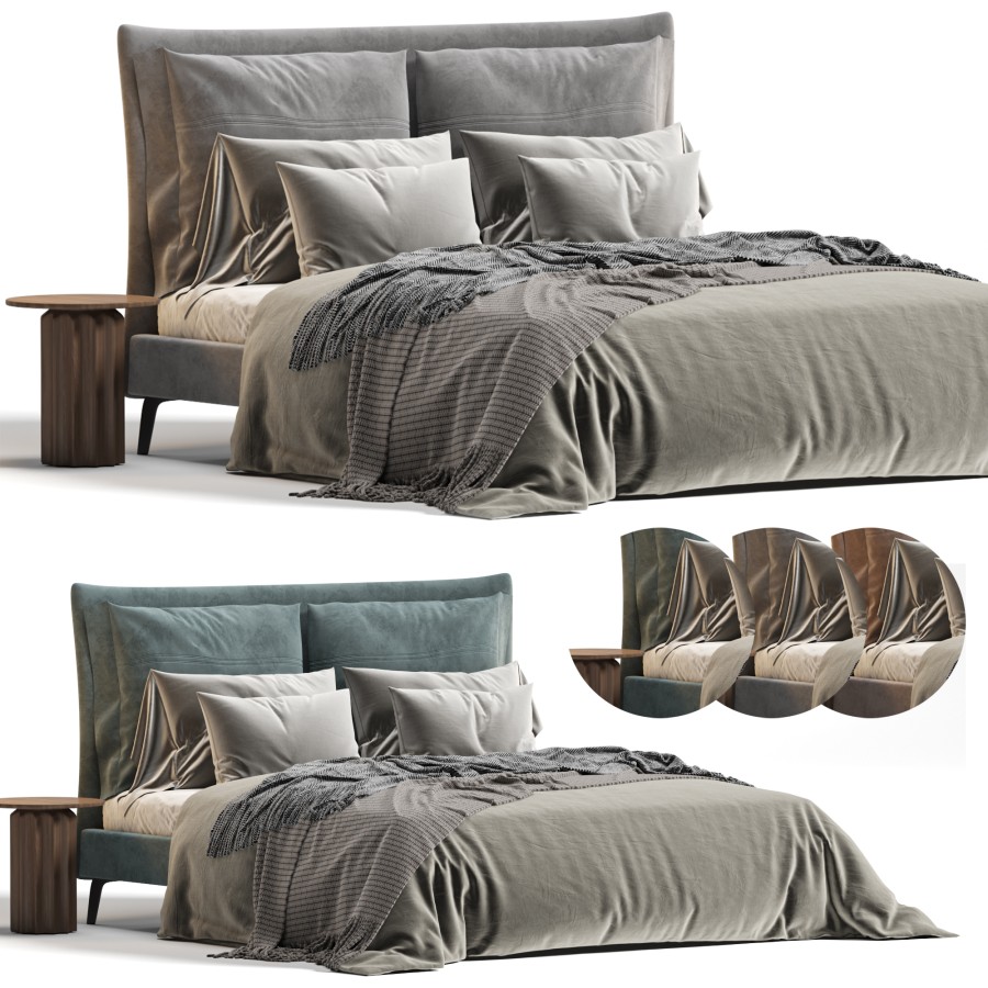 Soft Bed Bedroom Furniture Bed - 3D Model for VRay, Corona