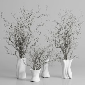 Decorative Branch With Concrete Dirty Vase - Bouqu