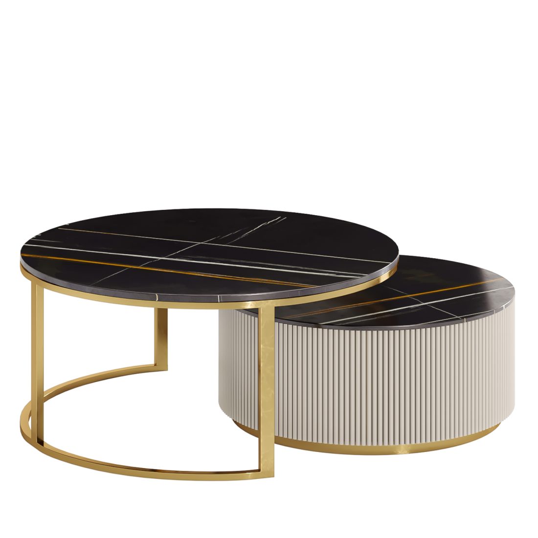 Round Modern Stone Top Nesting Coffee Table 3D Model for VRay, Corona ...